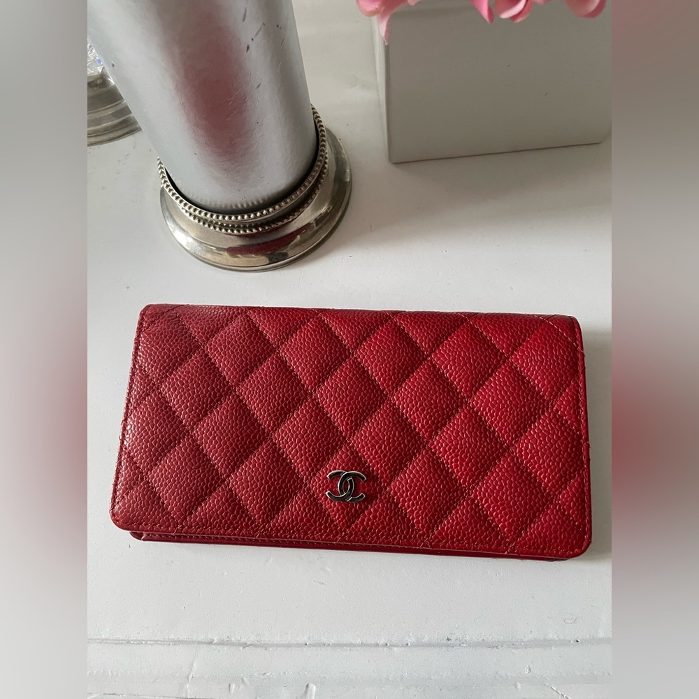 Chanel Red Caviar Leather Women's Wallet